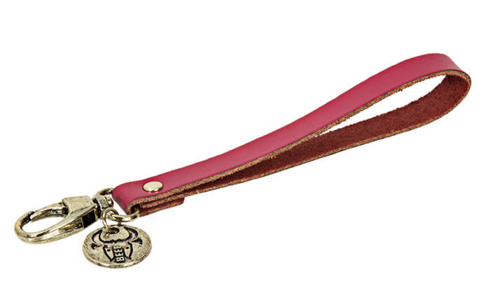 Kurzes Schlüsselband Lexxys® aus Leder von Kandinsky in rot mit Verschlüssen und Zubehör in Altgold